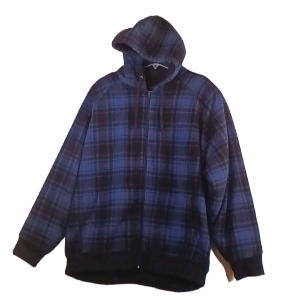 Basic Editions Fleeced Lined Plus Size Plaid Hoodie sz 3XL